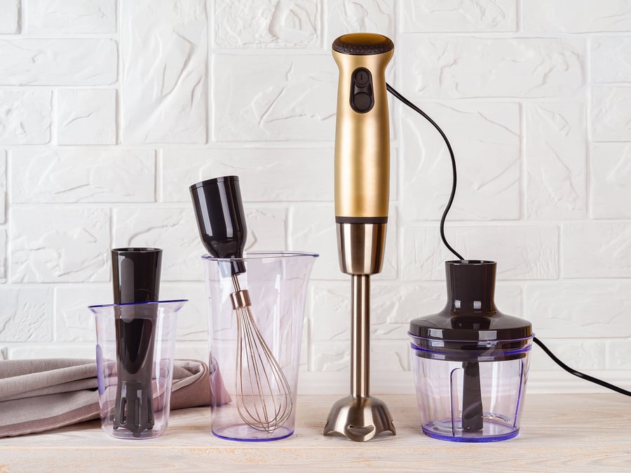 Immersion Hand Blender Set on a Kitchen Table.