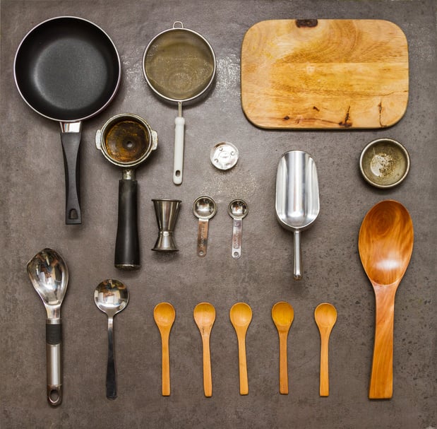 Equipment of kitchen background.